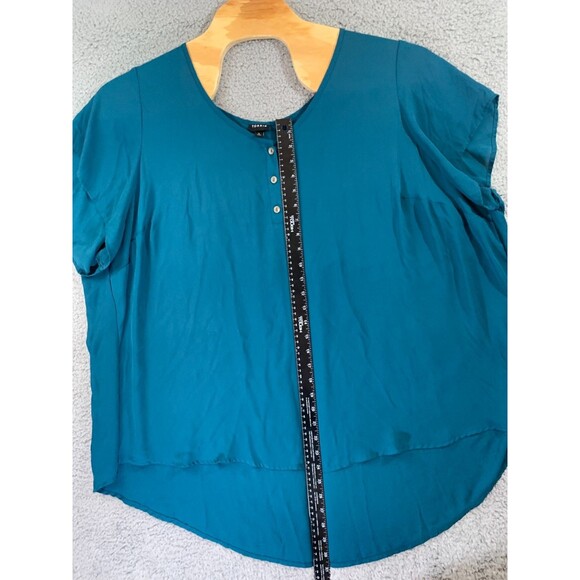 Torrid Size 5 Women's Teal Green Blouse Sleeve-cap Plus Size Lightweight V-Neck - Picture 4 of 9